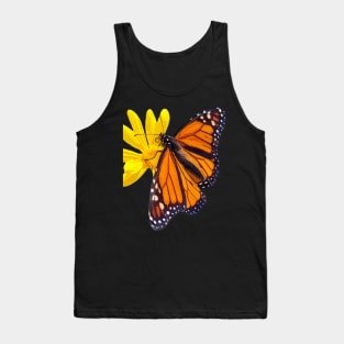 Orange Monarch Butterfly Yellow Flower Tank Top